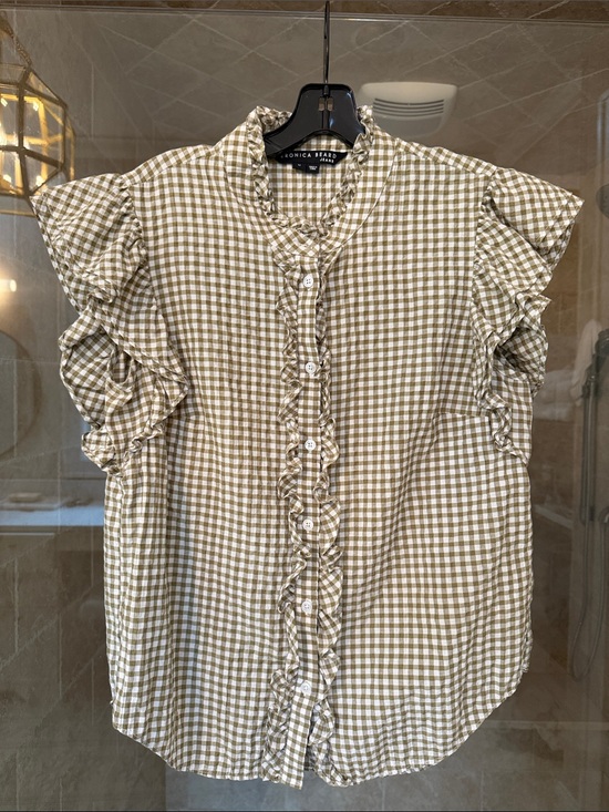 Veronica Beard Tops - Veronica Beard Gingham Ruffle Button-Front Sleeveless Top, size medium